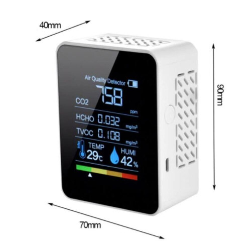 Ανιχνευτής CO2 5 σε 1 - AIMOONSA - Συμπαγής - CO2, TVOC, HCHO - Θερμοκρασία & Υγρασία 2