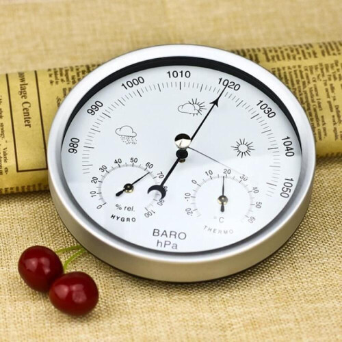 Vejrstation - Termometer - Barometer - Hygrometer - Rustfrit stål - Ø14 cm 2
