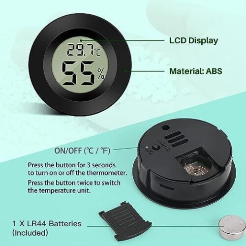 Termometer Hygrometer Temperatur Fugtighed - Mini Digital LCD - Sort 2