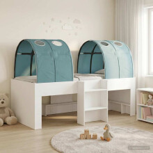 vidaXL Kids'High Bed Frame with Tunnel White and Light Blue