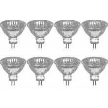 MR16 GU5.3 35w 12v Halogen Bulbs 8-Pack Dimmable, Glass Cover Warm White 2800K 400 Lumens