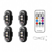 4PCS Wireless LED Strobe Lights 8 Colors USB Charging Waterproof with Remote Control