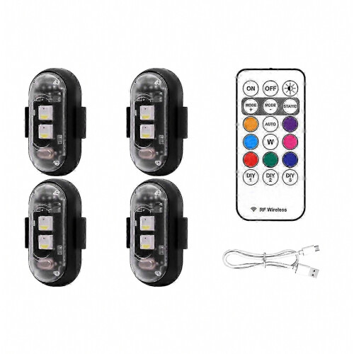 4PCS Wireless LED Strobe Lights 8 Colors USB Charging Waterproof with Remote Control