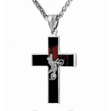 Christian Prayer Necklace 24 Inch Zinc Alloy Cross Pendant for Motocross Biker
