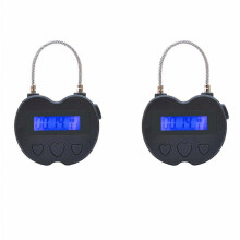 Time Lock Padlock 2 Pack LCD Display USB Rechargeable Temporary Timer Electronic Padlock
