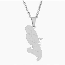 Hanger met geografische kaart van Martinique, verkrijgbaar in zilver of goud.