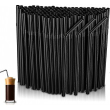 600 Pcs Black Reusable Plastic Straws 22cm (Calibre 6mm) for Bar Party Home Drinks