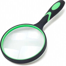 Lupa de mano verde 5X con lente de cristal auténtico de 100 mm