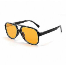 70's Retro Aviator Polarized Sunglasses Double Bridge Lightweight Frame Unisex (black/yellow)