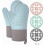 5pc Blue Silicone Oven Mitts Set Heat Resistant for Cooking Baking 1