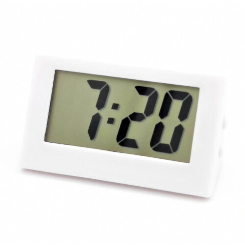 White Digital Clock 5.6 x 3 cm Rubber Coated for Car Table Use