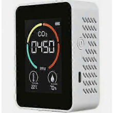 CO2 Measurement Device with Temperature and Humidity Display, White