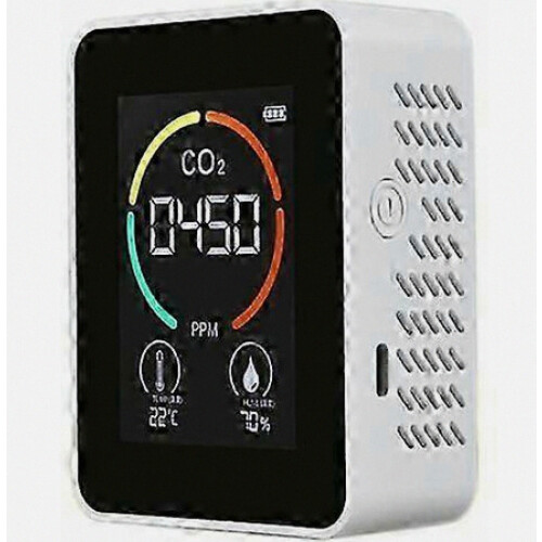 CO2 Measurement Device with Temperature and Humidity Display, White
