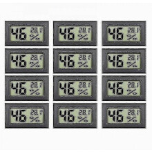 12-delige set mini digitale elektronische temperatuur- en vochtigheidsmeters voor binnen, thermometer, hygrometer met LCD-display in Ce