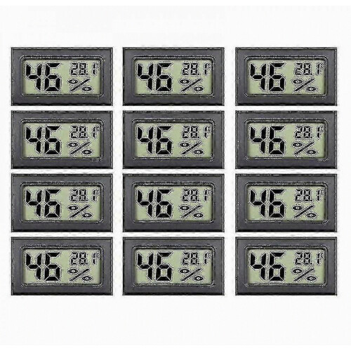12er-Pack Mini-Digital-Thermometer/Hygrometer für den Innenbereich mit LCD-Anzeige (Celsius, TSD)
