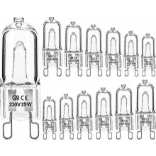 12 Pack G9 Halogen Clear Capsule Dimmable Light Bulb 25W 230V Warm White for Oven, Microwave, Stove, Ceiling Lights [Energy Class G]