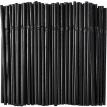 500-Pack Black Flexible Drinking Straws, Plastic Disposable Bendy Straws - 7.75" x 0.23"