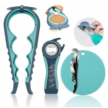 4er-Pack Flaschenöffner für schwache Hände, hellblaues modisches Design, ideal für Senioren mit Arthritis