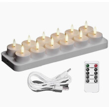 Rechargeable Tea Lights Candles, 12 Pcs Rechargeable Candles with Remote Charging Base, LED Flameless Candles