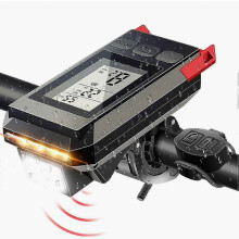 Faro delantero para bicicleta 4 en 1 con pantalla LCD, velocímetro y bocina, ordenador de bicicleta recargable por USB para O