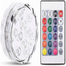 Unterwasserleuchten mit 10 LEDs, RGB-Mehrfarben, wasserdicht, batteriebetrieben, mit IR-Fernbedienung
