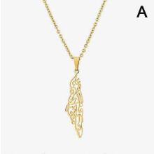 Geography Country Israel Palestine Map Pendant Necklace Stainless Steel Jewelry