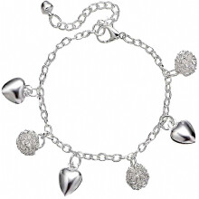 Fashion Silver Color Heart Pendant Bracelets for Women Charm Handmade Round Ball Boho Statement Jewelry