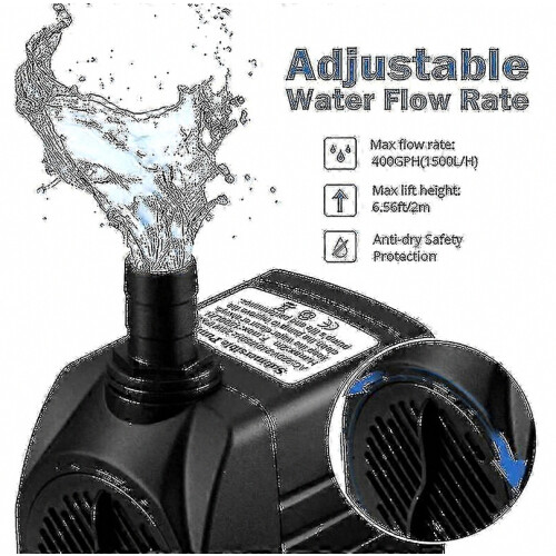 Υποβρύχια αντλία νερού 1500l/h 25w, εξαιρετικά αθόρυβη αντλία ενυδρείου με ξηρή 2