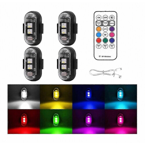 4PCS Wireless LED Strobe Lights 8 Colors USB Charging Waterproof with Remote Control 1
