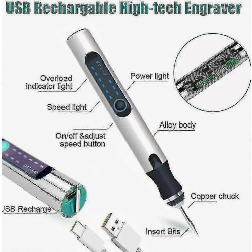 Mini Electric Engraving Machine USB Rechargeable Cordless Etching Pen Rotary Tool 1