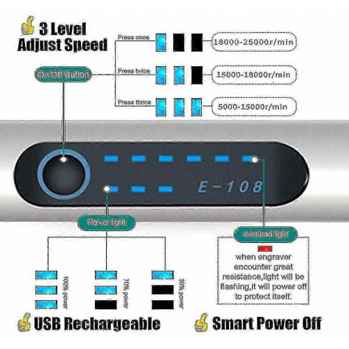 Mini Electric Engraving Machine USB Rechargeable Cordless Etching Pen Rotary Tool 2