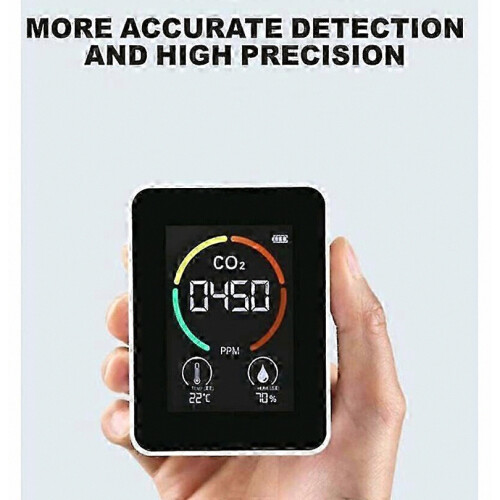 CO2 Measurement Device with Temperature and Humidity Display, White 2