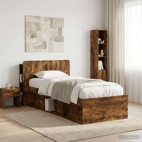 VidaXL vidaXL Headboard Cabinet with Storage Smoked Oak Engineered Wood