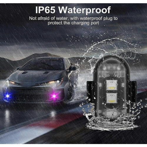 4PCS Wireless LED Strobe Lights with Remote Control, 8 Colors USB Charing Waterproof Emergency Warning Lights 2