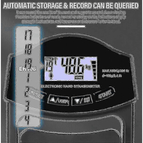 Grip Strength Tester, 396lbs/180kg Digital Hand Dynamometer Grip Strength Meter Usb Lcd Screen Hand 1