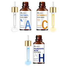 (3-Pack - 30ml) Day & Night Vitamin C Retinol Hyaluronic Acid Triple Action Set, Enriched with Collagen, Aloe Vera, and Niacinamide,