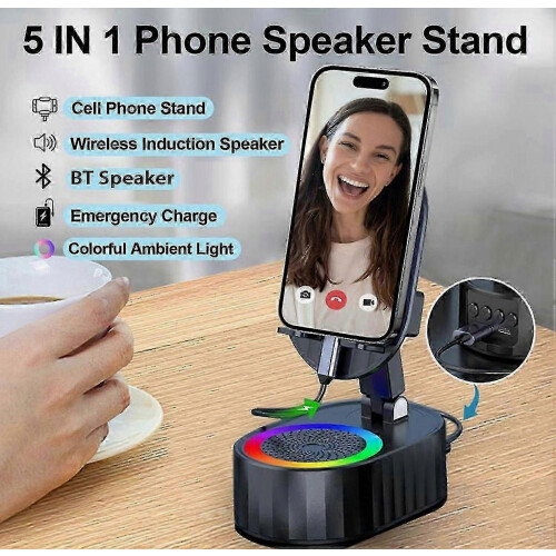 5 in 1 Wireless Speaker Multifunctional Desktop Live Broadcast Stand for Most Phone Type 2