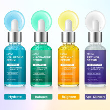 Day & Night Facial Essence 4pcs Set, Enriched with Vitamin C Niacinamide Retinol Hyaluronic Acid. Hydrating and
