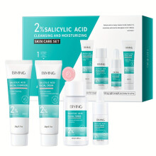 2% Salicylic Acid Cleansing And Moisturizing Skin Care Set Facial Cleanser Toner Essence Cream Women'S Skin Care 4pcs Se
