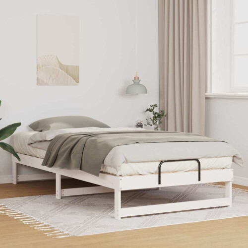 VidaXL vidaXL Bed Frame White 100 x 200 cm Solid Pine Wood