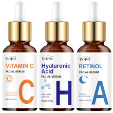 (3-pack) Day/Night Vitamin C And Retinol Serum Set with Hyaluronic Acid, Collagen, Aloe, Niacinamide. Brightens, Firms, Deeply