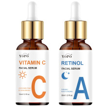 (2-pack (A C)) Day/Night Vitamin C And Retinol Serum Set with Hyaluronic Acid, Collagen, Aloe, Niacinamide. Brightens, Firms, Deeply