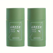 (2pc) Groene theemaskerstick, hypoallergene unisex gezichtscrème voor volwassenen, oliecontrole, natuurlijke huidversteviging