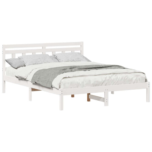 VidaXL vidaXL Bed Frame White 150 x 200 cm Solid Pine Wood 1