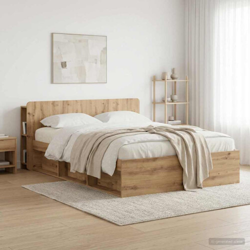 VidaXL vidaXL Headboard Cabinet with Storage Artisan Oak Engineered Wood