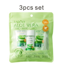 Ensemble de soins de la peau à l'aloe vera 3 pièces, format voyage : gel nettoyant pour le visage, 98 % d'extrait