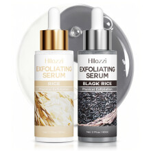 (2pcs) Ensemble de sérum exfoliant au riz – Hydratant au riz blanc et éclaircissant au riz noir, nettoyant les pores pour un