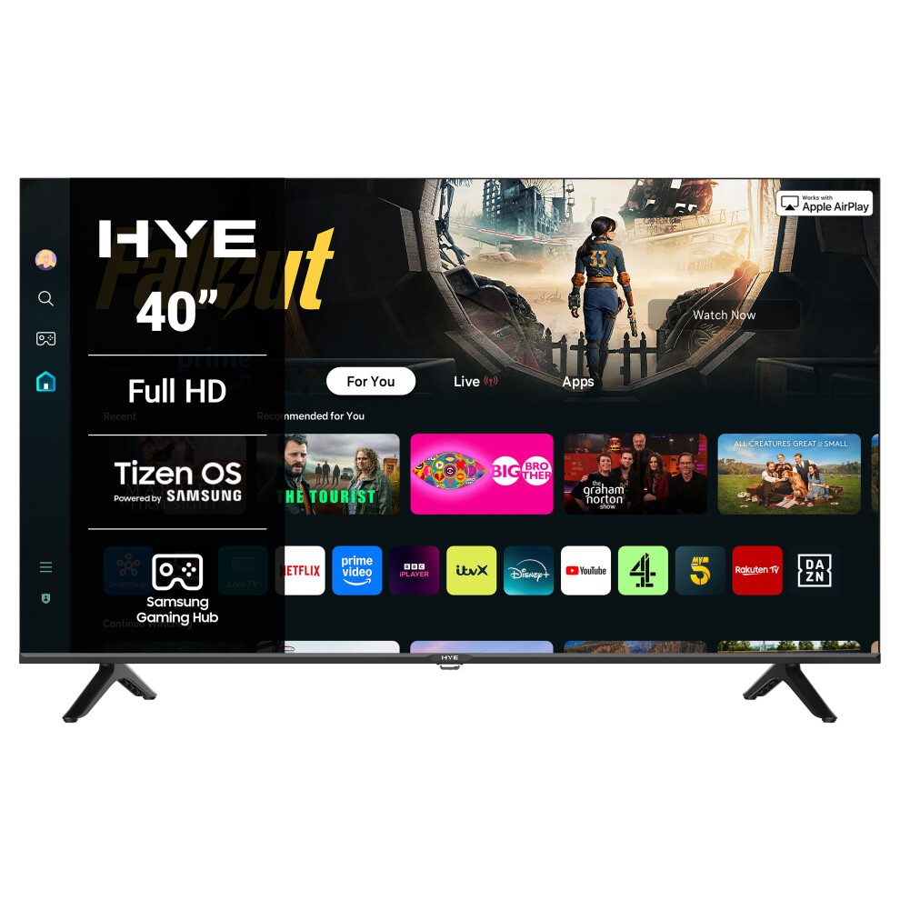 Hye Black 40" Full Hd 2K Tizen Os Wifi Frameless Smart Tv - 40Fhds1008 - Image 2