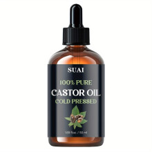 (1pc) Huile de ricin 100 % pure, pressée à froid, adoucit et lisse la peau, à base d'extraits de plantes, améliore la douceur