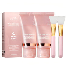 (2pcs) Masque hydratant de nuit au collagène de 2,5 onces liquides, avec acide hyaluronique et niacinamide, améliore